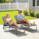 Outsunny Folding Sun Loungers With 5-Level Back, Cup Holder, Grey