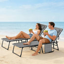Outsunny Folding Sun Loungers With 5-Level Back, Cup Holder, Grey