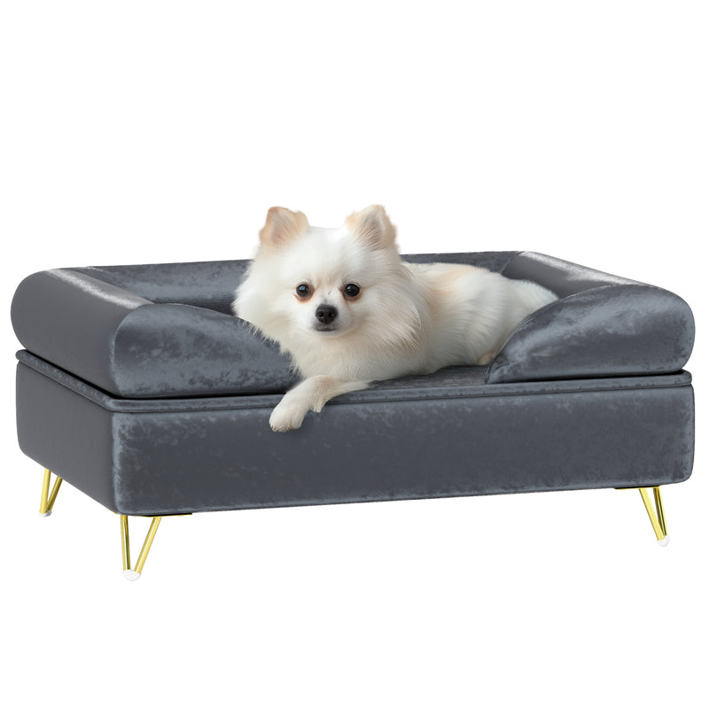 PawHut Dog Sofa Pet Couch W/ Removable Backrest Cushion Washable Cover - Pink