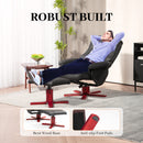 HOMCOM Recliner Chair With Footstool, Backrest Adjustable, Armchair - Black/Brown