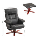 HOMCOM Recliner Chair With Footstool, Backrest Adjustable, Armchair - Black/Brown
