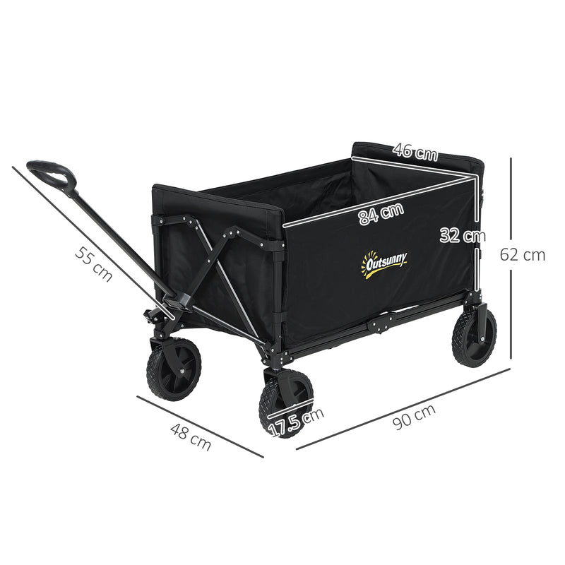 Outsunny 120L Folding Collapsible Wagon With Adjustable Handle, Grey