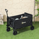 Outsunny 120L Folding Collapsible Wagon With Adjustable Handle, Grey