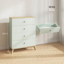 HOMCOM Chest of Drawers, 4 Drawer Storage Cabinet, Light Green and Oak