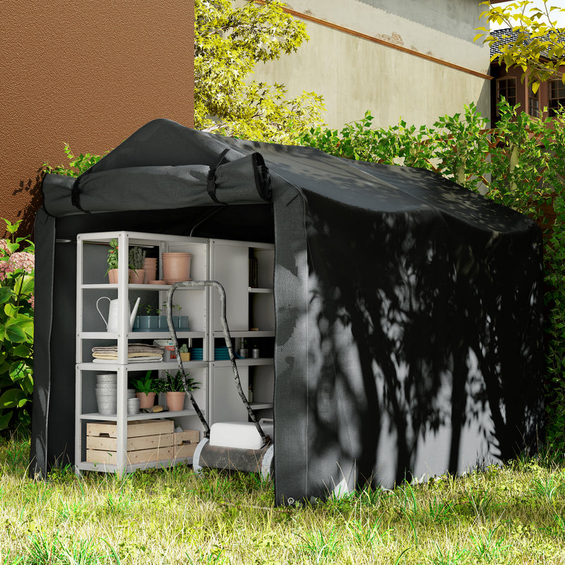 Outsunny Garden Tool Storage Shed with Roll-up Zipper Door