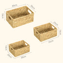 HOMCOM Set of 3 Wicker Storage Baskets, Woven Baskets with Handles, Natural