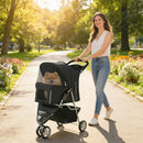 PawHut Pet Stroller Pushchair Carrier For Cat Puppy With 3 Wheels Black