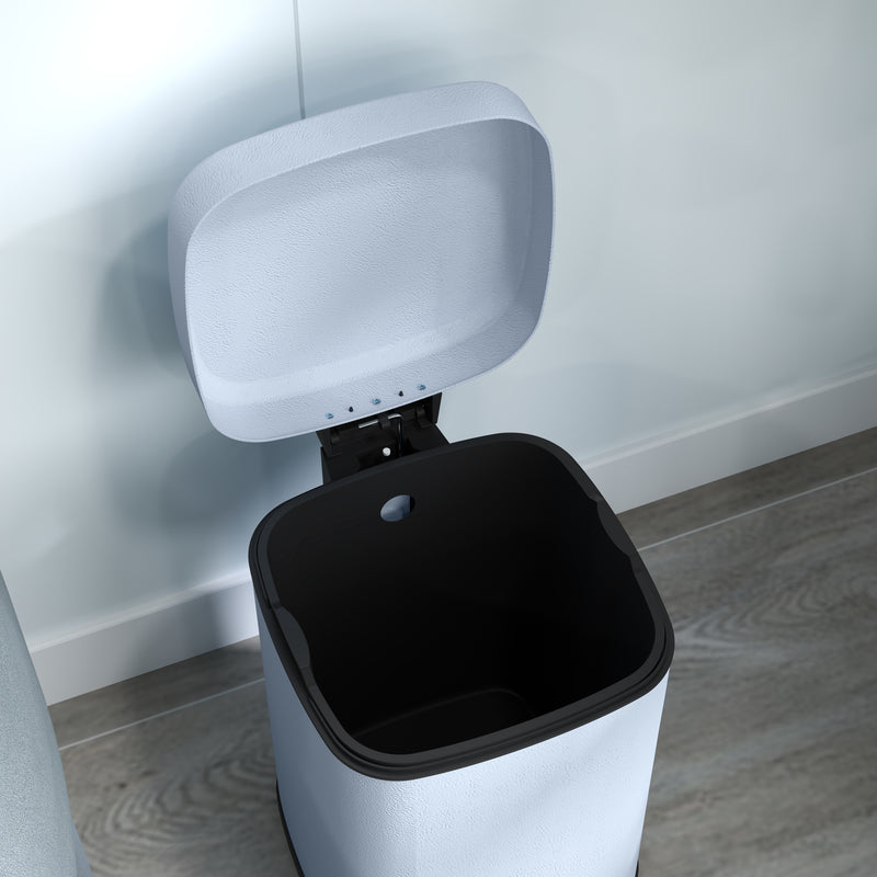 HOMCOM 12L Kitchen Pedal Bin, Metal Rubbish Bin with Soft-close Lid
