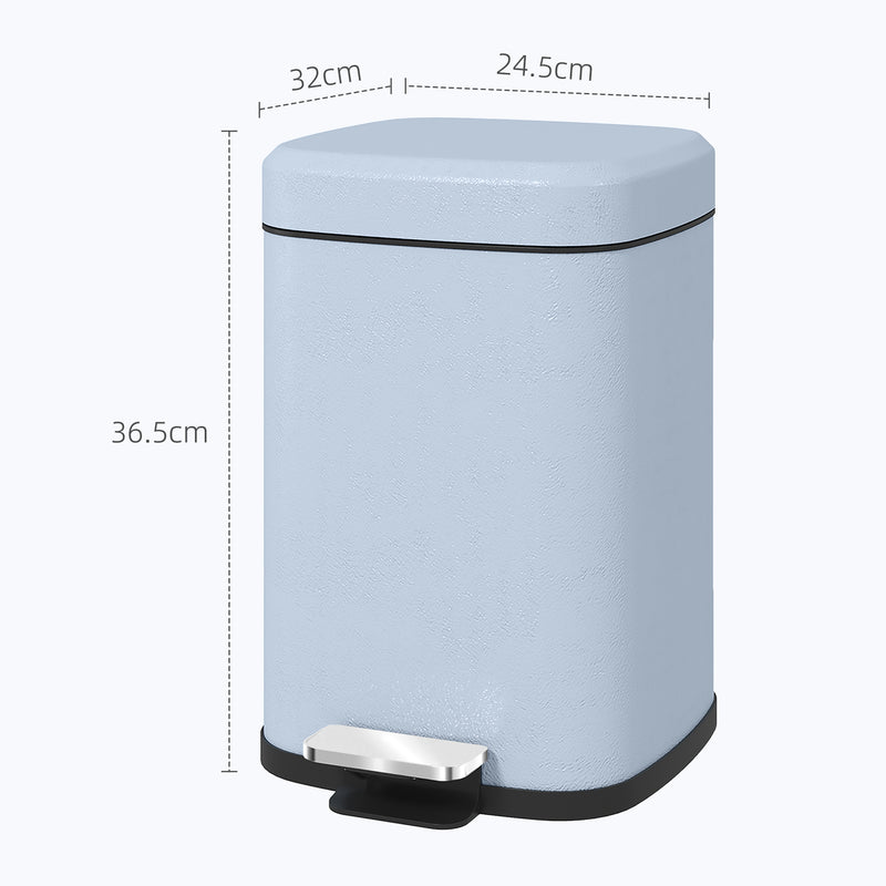 HOMCOM 12L Kitchen Pedal Bin, Metal Rubbish Bin with Soft-close Lid