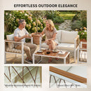 Outsunny 4 Seater Rattan Garden Furniture Set With Metal Frame, Cream White
