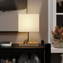 HOMCOM Table Lamp with 3 Slots, Bedside Lamp with Solid Wood Base, White