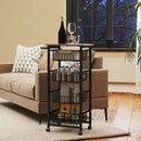 HOMCOM 4-Tier Kitchen Island on Wheels with 4 Pull-Out Baskets, Oak