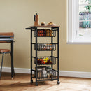 HOMCOM 4-Tier Kitchen Island on Wheels with 4 Pull-Out Baskets, Oak