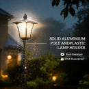 Outsunny 160cm Garden Solar Lamp Post Light, LED Solar Light Post, Black