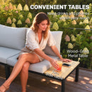 Outsunny Garden Furniture Set, 6 Piece Corner Sofa Set with Coffee Table