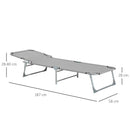 Outsunny Camping Cot Picnic Sun Lounger Portable Folding Chaise Chair Grey