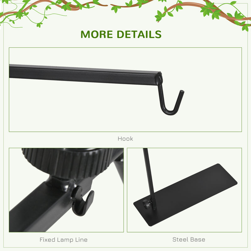86-129Hcm PawHut Reptile Lamp Stand, Adjustable Lamp Holder w/ Base, Hook
