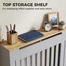 HOMCOM Radiator Cover Wooden Cabinet Vertical Slatted Vent MDF Grey Home