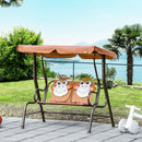 Outsunny 2 Seater Children's  Garden Swing Seat Monkey Pattern - Brown