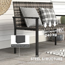 Outsunny Rattan Garden Bench Loveseat with Quick-Drying Padding