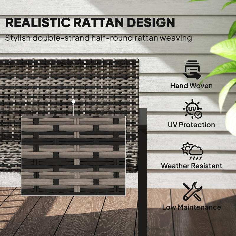 Outsunny Rattan Garden Bench Loveseat with Quick-Drying Padding