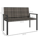 Outsunny Rattan Garden Bench Loveseat with Quick-Drying Padding