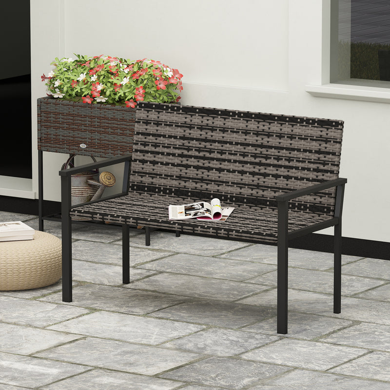 Outsunny Rattan Garden Bench Loveseat with Quick-Drying Padding