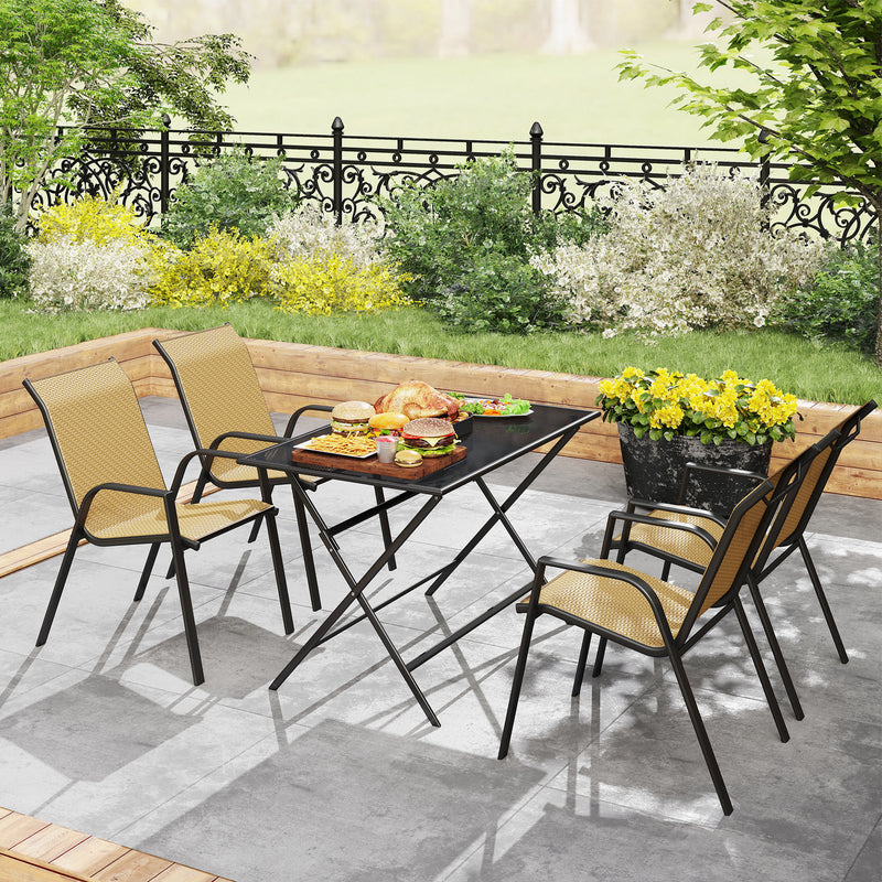 Outsunny Wicker Dining Chairs Set of 4, Stackable Outdoor Chairs
