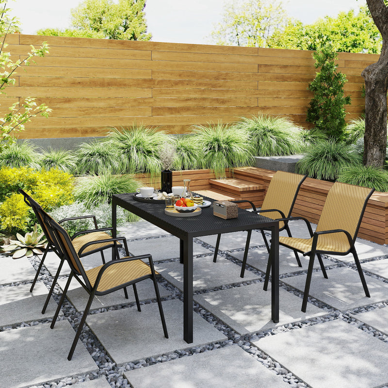 Outsunny Wicker Dining Chairs Set of 4, Stackable Outdoor Chairs