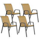 Outsunny Wicker Dining Chairs Set of 4, Stackable Outdoor Chairs