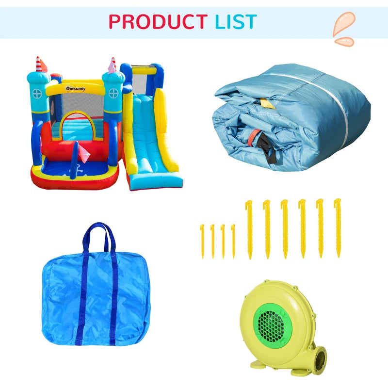 Outsunny Bouncy Castle with Slide and Pool
