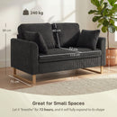 HOMCOM 2 Seater Sofa, Corduroy Sofa w/ Spring Cushions 2 Pillows, Dark Grey