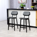 HOMCOM Breakfast Bar Stools Set Of 2 With PU Leather Cover, Wood Legs, Dark Grey