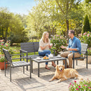 Outsunny 4 Piece Garden Furniture Set, HDPE Metal Outdoor Sofa, Dark Grey