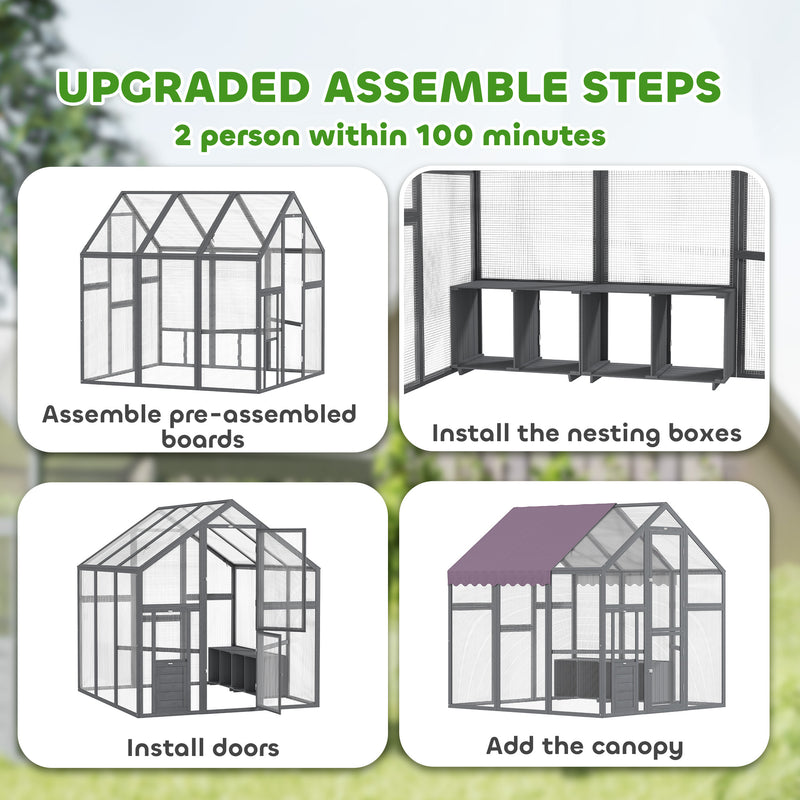 PawHut Large Walk In Chicken Run for 6-8 Poultries, 1.7 x 1.8 x 1.8 m