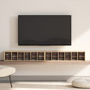 HOMCOM Set of 2 CD Storage Units DVD Shelf with Adjustable Shelves, Oak