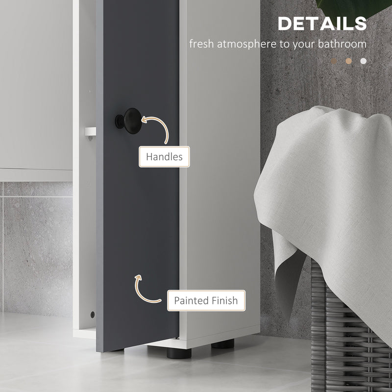 Kleankin Slim Bathroom Cabinet, Toilet Roll Storage W/ Open Shelves, Grey