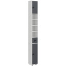 Kleankin Slim Bathroom Cabinet, Toilet Roll Storage W/ Open Shelves, Grey