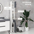 Kleankin Slim Bathroom Cabinet, Toilet Roll Storage W/ Open Shelves, Grey