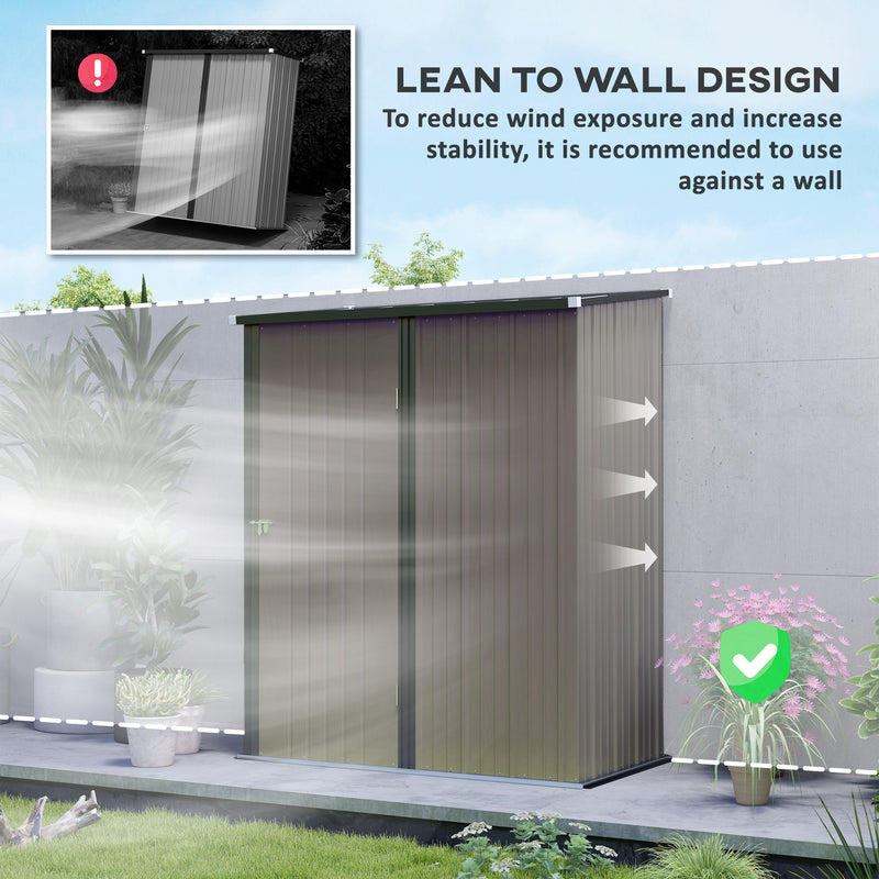 Outsunny Outdoor Storage Shed w/ Lockable Door for Garden, Light Grey