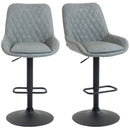 HOMCOM Bar Stools Set Of 2, Adjustable Bar Chairs Swivel Light Grey