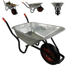 90 Litre 150kg Capacity Heavy Duty Galvanised Samuel Alexander Metal Garden Wheelbarrow with Pneumatic Tyre