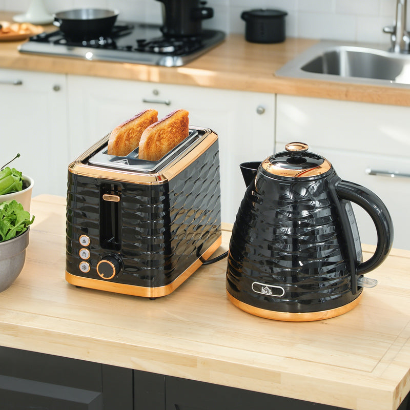HOMCOM Kettle and Toaster Set 1.7L Rapid Boil Kettle & 2 Slice Toaster