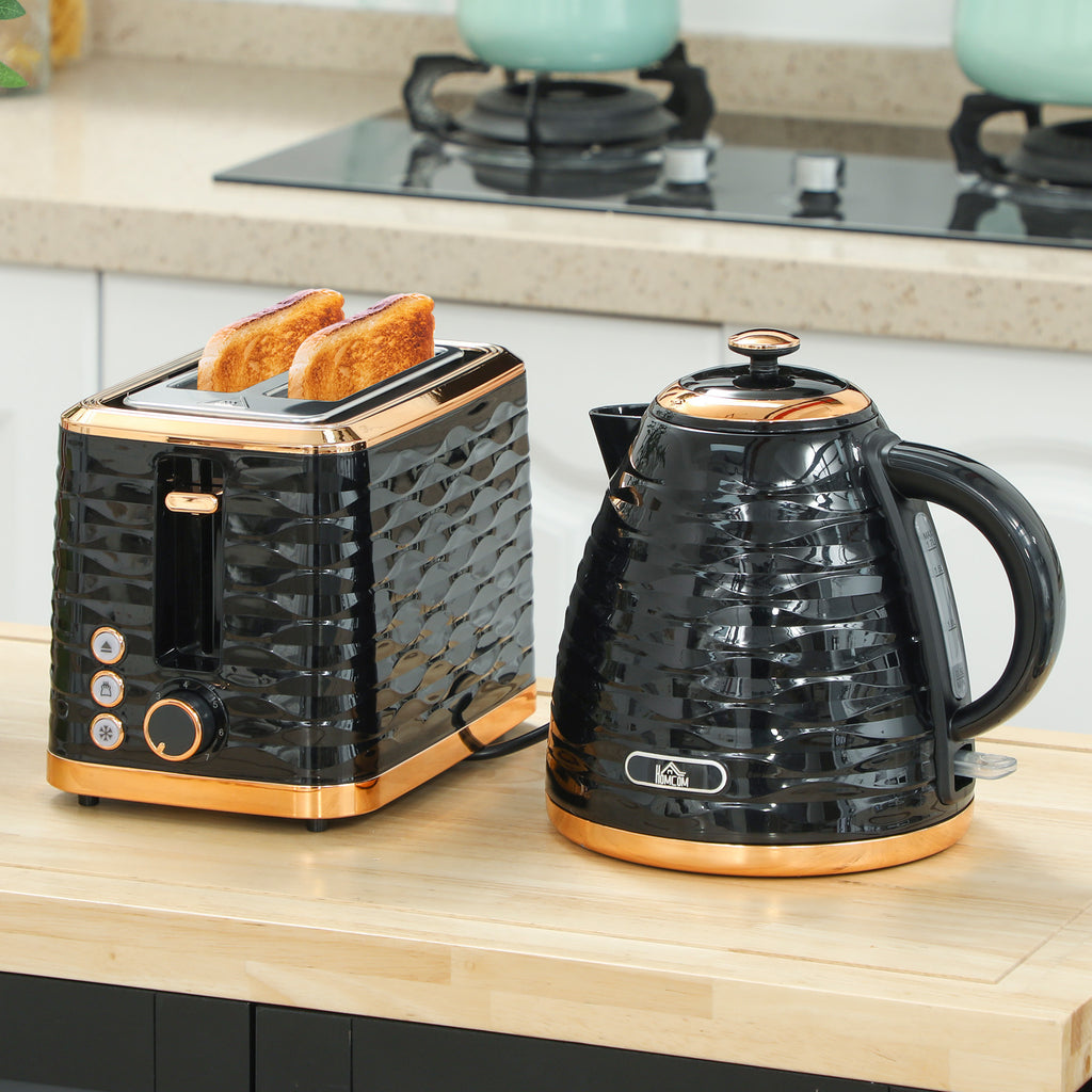 Toaster Both HOMCOM Kettle and Toaster Set 1.7L Rapid Boil Kettle & 2 Slice Toaster