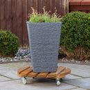 40cm Heavy Duty Traditional Wooden Plant Stand Trolley on Metal Castor Wheels