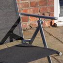 Outdoor Garden Patio Multi Position Reclining Folding Chair in Black and Silver