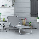 Outsunny Camping Cot Picnic Sun Lounger Portable Folding Chaise Chair Grey