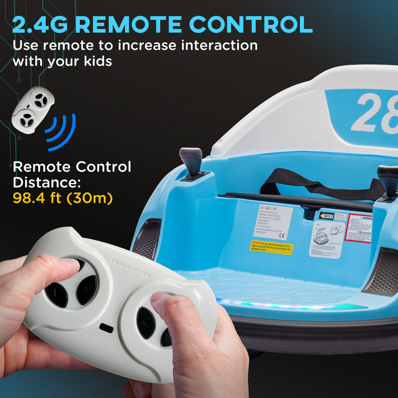 AIYAPLAY 360° Rotation 12V Pink Kids Bumper Car W/ Remote Control