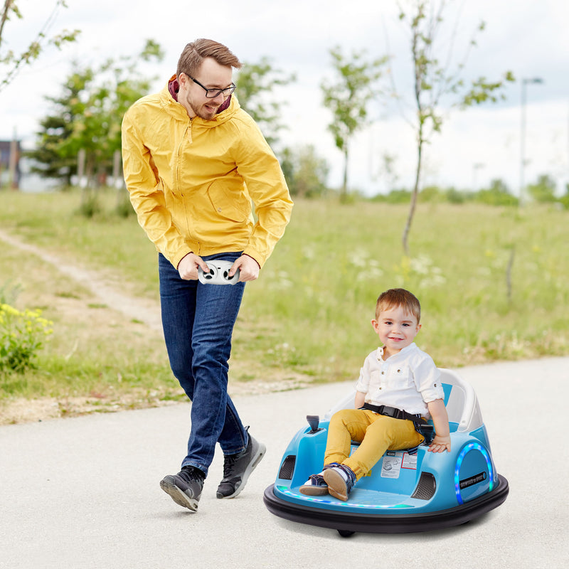 AIYAPLAY 360° Rotation 12V Pink Kids Bumper Car W/ Remote Control