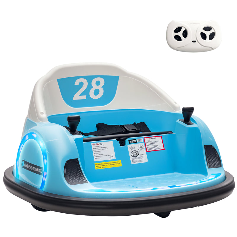 AIYAPLAY 360° Rotation 12V Pink Kids Bumper Car W/ Remote Control